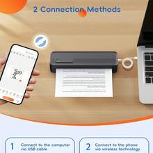 ORICO Wireless Portable Printer - Thermal Printer, Desktop Inkless Printer. Supports US Letter And A4 Folding Thermal Paper, Compatible With Smartphones And Tablets, Printing Paper Sold Separately - Black - View 2