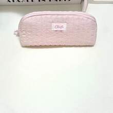 Rectangular Zipper Pencil Case, Vertical Quilted Design, Soft Lining With Padding, Fresh And Soft Ulzzang Girl Style, Suitable For New Semester, Can Neatly Store Pens, Rulers, Erasers And Notebooks In One Place - A - View 11