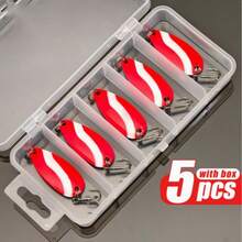 1/3/5pcs Metal Lure Set - Rotating Spoons With Portable Storage Box, Hard Metal Fishing Lures, Spoon-Style Fishing Bait Set - Multicolor - View 1