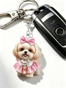 Gantungan Kunci Anjing Maltese Akrilik Datar 2D, Liontin Shih Tzu Lucu, Cocok untuk Interior Mobil, Ransel, Dompet, Ponsel, Kunci Mobil, Hadiah Ulang Tahun untuk Pecinta Anjing - MultiWarna - View 5