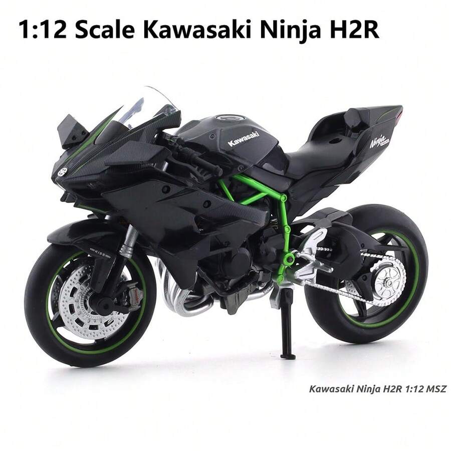 Burago 1:12 Scale Kawasaki Ninja H2R Black Die-Cast Motorcycle Model – Creative Desktop Ornament With Display Stand (Gift) - Multicolor - View 1