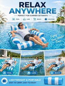 chongqishuishangfuchuang Adult Inflatable Pool Float, 4-In-1 Water Hammock Pool Float Chair With Cooling Mesh Seat, Portable Floating Lounge Raft For Pool, Lake, Beach, Hot Tub And Summer Vacation - Multicolor - View 2