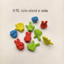 10PCS Rock Paper Scissors Pencil Toppers - Random Color - Rock Paper Scissors Pencil Eraser Caps, Fun Rubber Pencil Caps - A - View 11