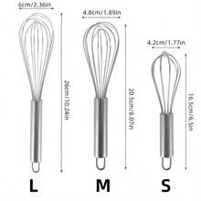 1pc/3pcs Stainless Steel Ball Whisk Set, Upgraded Cooking Whisk, Suitable For Mixing, Beating, Stirring And Whisking - Silver - View 9