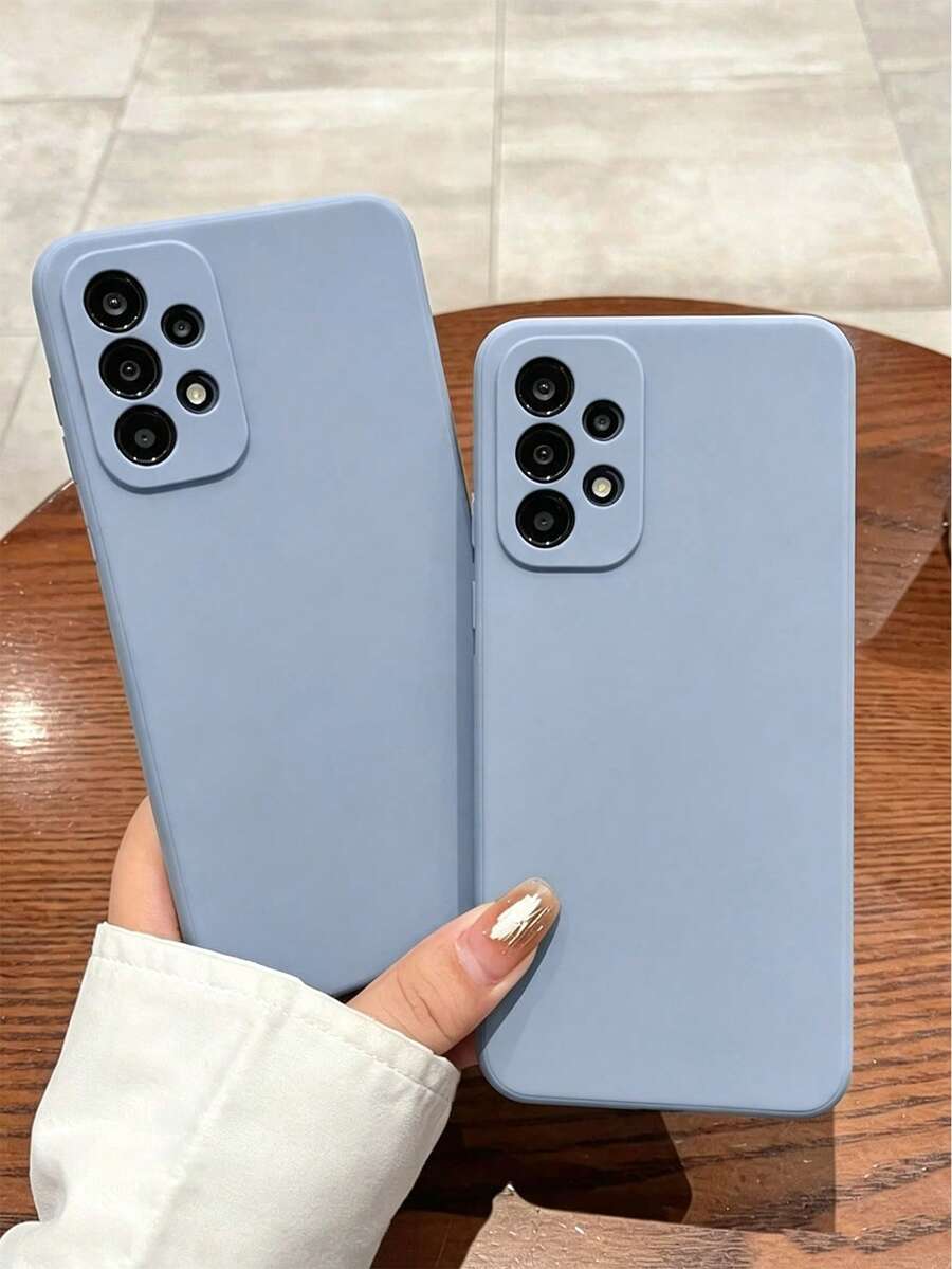 Light Blue Minimalist Anti-Drop Thickened Phone Protective Case With Print, Compatible With IPhone 17/17 Pro/17 Pro Max/16/16 Pro/15/XR/7/8/15 Pro Max/12 Pro Max/13 Pro Max/14 Pro Max/13/14/11/12P/14, Women's P11 Soft Shell P12 Anti-Drop XS/XR/78P/78GES2, Suitable For A13 4G/A22/A21S/A51 4G/A52/S22 Ultra/A33 5G, Compatible With Redmi 10/ Note 11 4G/ 11 Lite/A53 TPU/A14/A23/S23 Ultra/S24/A14/A15/S23/A73/A15, / Phone Case Protective Cover - Dusty Blue - View 1