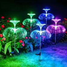 Fantasy‑Style Jellyfish Solar Ground Plug Lights, Stunning Multi‑Color Gradient Glow Display, Waterproof Fiber Optic Ornament Lights For Outdoor Patio, Path And Holiday Decoration - Multicolor - View 7