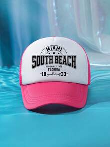 1件裝 男士 SOUTH BEACH 1833 綠色多色印花個性化戶外休閒時尚沙灘露營防曬透氣網眼可調尺寸棒球帽卡車帽禮物，適合日常配戴 - D - 查看 18