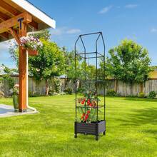 YUNRUX Planter With Trellis, Planter With Wheels, Garden Planter With Trellis - B - 查看 10