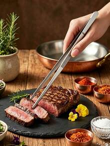 Stainless Steel Kitchen Tweezers Straight And Curved Head Cooking Food Tongs Precision BBQ Clips Aquarium Plant Tweezers Small Pet Feeding Tool Practical Cooking Plating Salad BBQ Home Restaurant Tool - One Size - View 3