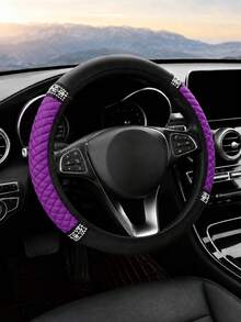 6/5/1pc Set Shiny Car Interior Accessories, Rhinestone Steering Wheel, Handbrake And Gear Shift Cover, Shoulder Pad, 15 Inch Rhinestone Leather Steering Wheel Cover, Soft And Elastic, Universal Fit, Suitable For Women - Style B - View 18
