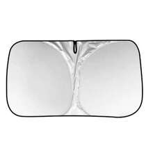 Parasol plegable de plata reflectante para parabrisas delantero, aislamiento térmico contra el calor para el interior del vehículo, paquete con cortinas para ventanas laterales para mayor sombra - A - Ver 1
