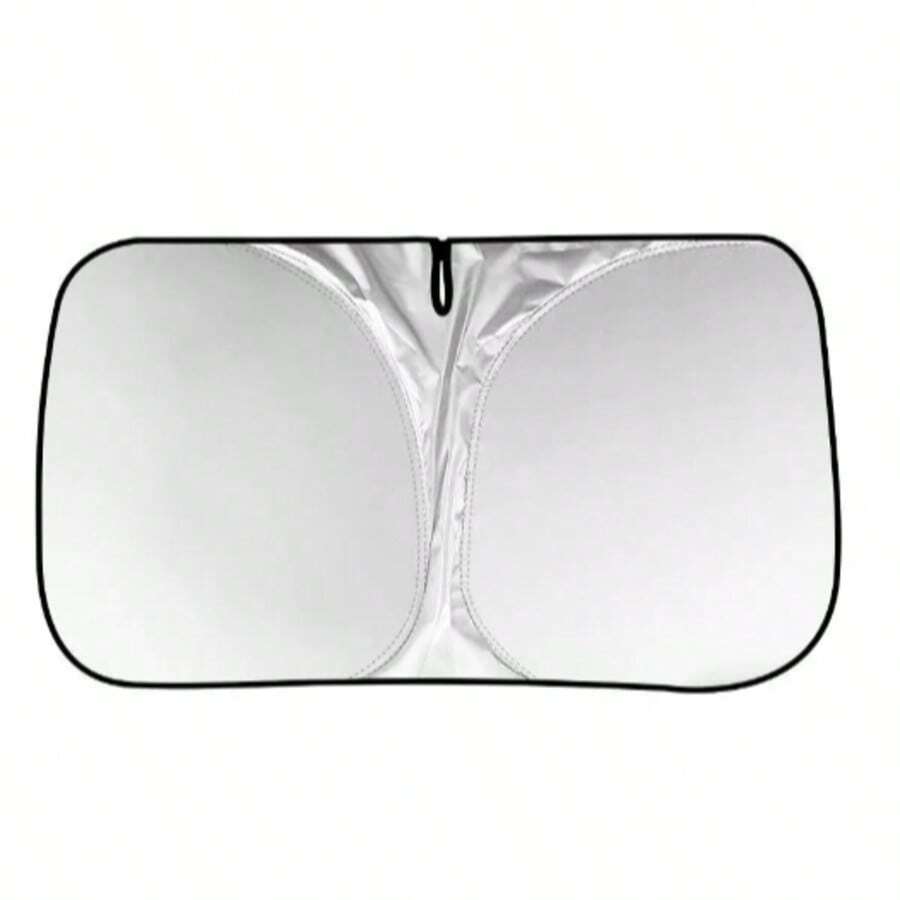 Parasol plegable de plata reflectante para parabrisas delantero, aislamiento térmico contra el calor para el interior del vehículo, paquete con cortinas para ventanas laterales para mayor sombra - A - Ver 1