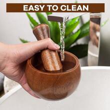 Wood Mortar And Pestle Set, Wood Grinder Bowl For Guacamole, Salsa, Herb Crusher And Pill,Local Shipping - Multicolor - View 6
