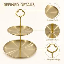 1pc European Style Afternoon Tea Dessert Plate, Multi-Layer Stainless Steel Cupcake Stand, Dessert Tray, Decorative Cake Plate, Cake Pastry Display Rack, Suitable For Christmas, Wedding, Birthday, Baby Shower, Afternoon Tea Decoration Plate, Sunflower Handle Dessert Stand - View 10