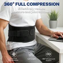 Unisex Waist Support Belt, Adjustable Straps, Soft Breathable Mesh Fabric - Black - View 6