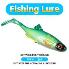 1 buah/6 buah Umpan Plastik Lunak Ekor Keriting Ukuran Besar 20cm 59g Umpan Lunak Bionik Realistis untuk Memancing di Laut, Memancing Trolling, Memancing Air Tawar dan Air Asin - MultiWarna - View 14