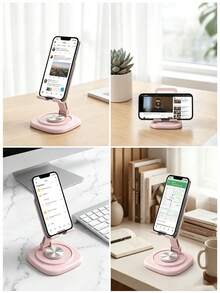 Dudukan Ponsel & Tablet Berputar 360°, Stabil & Anti-Selip, Sudut Dapat Diatur, Desain Lipat Portabel, Bahan Logam, Cocok Untuk Meja, Kantor, Luar Ruangan, Berkemah & Menonton Film - Beraneka warna - View 4