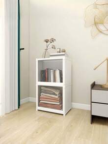 1 Set Stackable Large Capacity Plastic Storage Box, Minimalist White/Black Square Cabinet With Dust-Proof Transparent Flip Lid Door, Foldable Clothes And Books Storage Box, Suitable For Bedroom, Dorm, Wardrobe, Housewarming, Back To School, Daily Storage - Multicolor - View 11