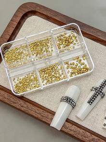 6pcs 3D Punk Square Pyramid Metal Nail Studs, Gold/Silver/Gun Black Alloy Square Rivet Nail Art Decorations, Gothic Rock Style DIY Salon Nail Decor Accessories - Multicolor - View 13
