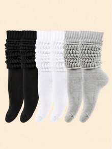 1/3/6/10 pares de calcetines de media caña, unisex, de punto multicolor, suaves y holgados para otoño/invierno, estilo casual diario europeo y americano, estilo vintage - Multicolor - Ver 2