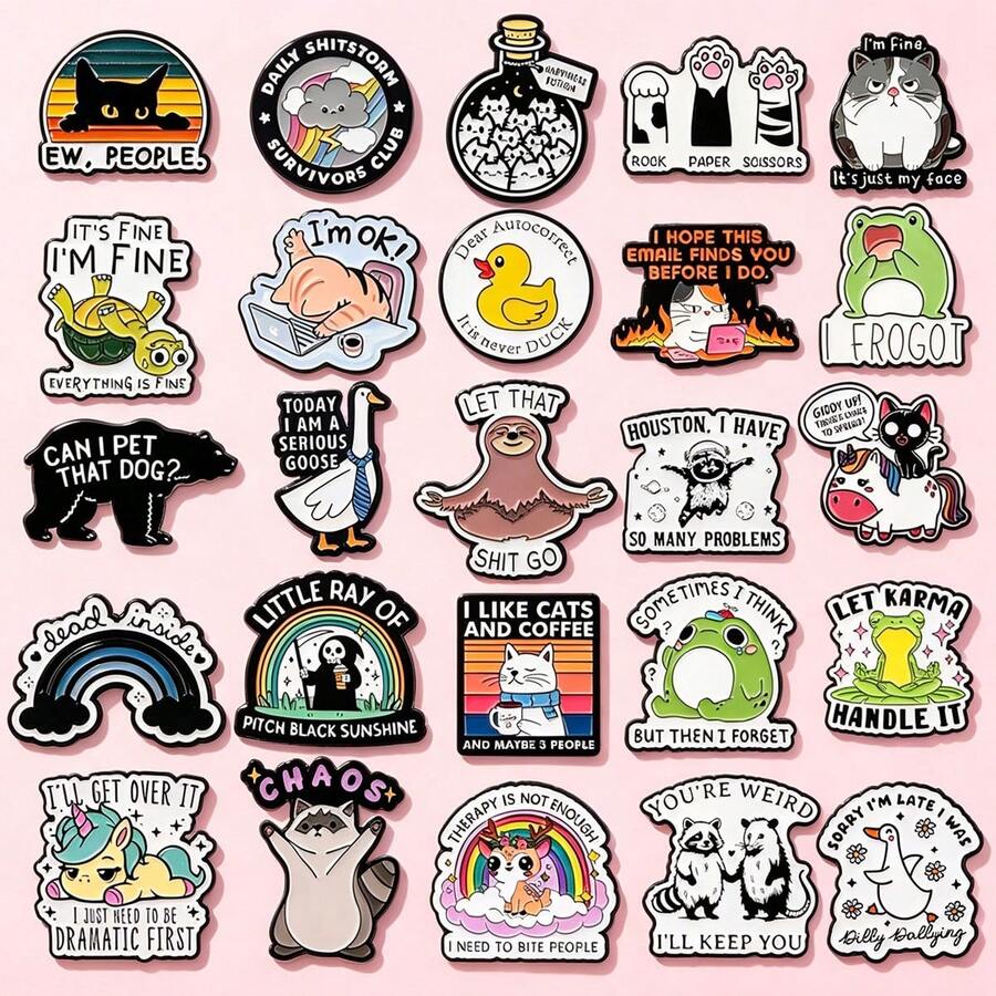 20pcs/Set Assorted Cute Cat Enamel Brooch Pins, Suitable For Backpack, Handbag Decoration, Also Can Be Given As Gifts To Friends - NR8546X20pcs - View 1