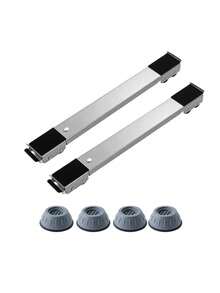 Adjustable Length Stainless Steel Appliance Moving Rack With Wheels, Locking Safety Brake Device, Base Support, Quiet Home Foot Pads, Suitable For Moving Heavy Furniture. Bottom Equipped With Rubber Non-Slip Pads, Easily Move Wardrobes, Refrigerators, Washing Machines, Dryers And Other Heavy Appliances. - Multicolor - View 13