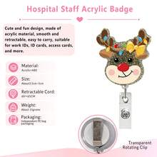 1Acrylic Retractable Name Tag Scroll With "Christmas Reindeer, Santa Claus, Snowman, Christmas Tree" | Suitable For Teachers, Doctors, And Nurses | Office Gift | Acrylic Name Tag Holder - Multicolor - View 5