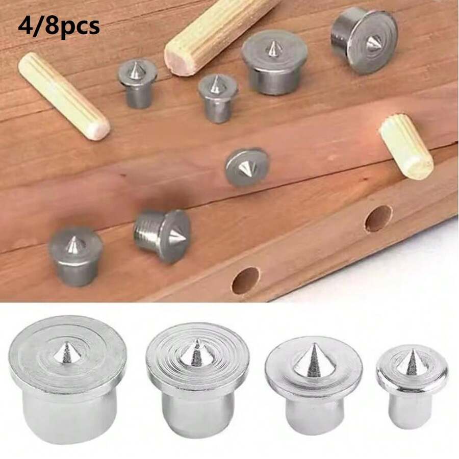 4/8pcs 6/8/10/12mm Panel Furniture Positioning Carpentry Dowel Tips Round Log Pin DIY Locator Center Punching Accessories
