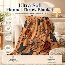 Autumn Harvest Throw Blanket, Watercolor Pumpkin Sunflower Maple Leaf Wheat Berry Pattern Flannel Blanket, Super Soft Lightweight Decorative Plush Blanket, Suitable For Sofa, Armchair And Bed, Thanksgiving And All Year Round, Create Cozy Home Atmosphere - Multicolor - View 1