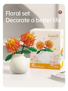 Flower Building Block Bouquet With Vase, DIY Building Block Plant Model, Aesthetic Room Desktop Decoration, Suitable For Children 6 Years And Above, Ideal Gift For Friends And Girls - Multicolor - View 7
