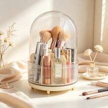 Tempat Kuas Makeup Berputar 360° dengan Penutup Debu, Kotak Penyimpanan Kosmetik Meja Multi-Kompartemen yang Dapat Dilepas, Tempat Pena Multifungsi Tahan Debu dan Lembap, Tempat Lipstik, Pensil Alis, Tempat Penyimpanan Perlengkapan Rias - MultiWarna - View 3