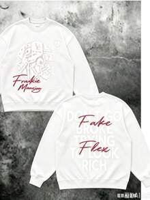 Money Graphic% Cotton  Shirt Don'Go Broke Trying To Look Rich Statement  Double Sided Streetwear 220gCasual Short-Sleeve-Shirts Men And Women - 白色1 - 查看 2