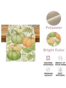 1pc Pumpkin Table Runner - Edged Rectangular Suitable For Holiday Dining, Kitchen Decor With Vine Pattern, Polyester Fiber Runner Suitable For Home Decoration - Pastel Green - View 7