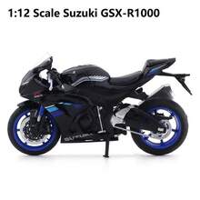 Burago 1:12 Scale Suzuki GSX-R1000 White/Black/Blue Die-Cast Motorcycle Model – Creative Desktop Ornament With Display Stand (Gift) - Multicolor - View 6