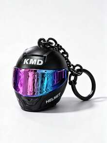 1 pieza Llavero colgante de casco de motocicleta, Llavero colgante creativo de bolsa de motocicleta, Llavero de coche con mini casco de lente colorida, Accesorio de bolsa - Multicolor - Ver 5