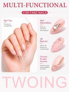 TWOING 25g Fresh Scent Solid Nail Gel, Strong Hold Transparent Gel, Suitable For Press-On Nails, Fake Nail Tips And Rhinestones, Long-Lasting UV/LED Nail Gel, Home Use - 25g - View 3