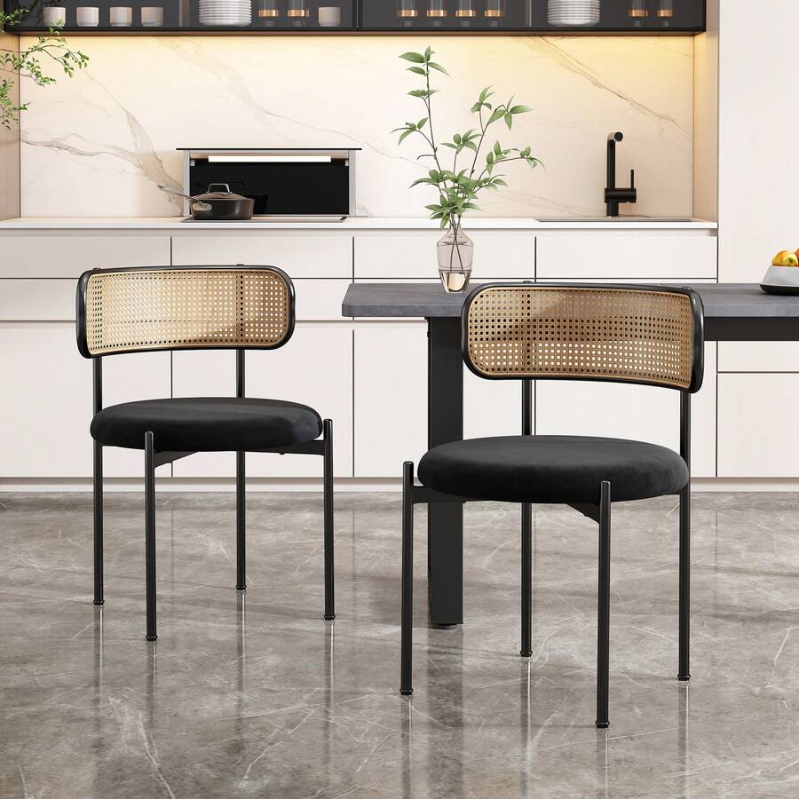 Black Dining Chair Set, 2 Piece Modern Style - Black - View 1