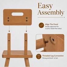 Nordic Style Solid Wood Footstool, Small Chair With Cutout Handle, Entryway Shoe Bench Decor - Brown - View 6