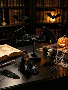 1 Set Halloween Bat Wing Glasses Holder/Phone Stand, Unique Gothic Style Desktop Decor, Exuding Eerie Atmosphere, Can Be Used As Punk Style Glasses Display Rack Or Cool Storage Accessory - Multicolor - View 2