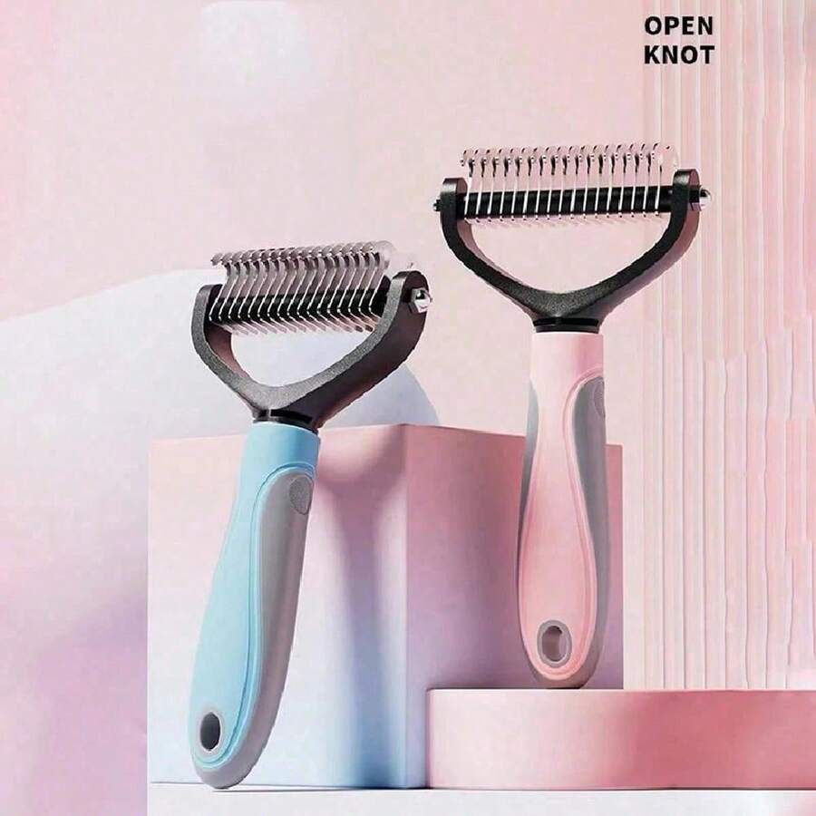 2-In-1 Pet Grooming And Deshedding Brush Set - Stainless Steel Grooming Comb And Deshedding Tool - Professional Pet Grooming Tool, Suitable For Long-Haired And Short-Haired Pets - Effectively Removes Undercoat, Prevents Skin Irritation