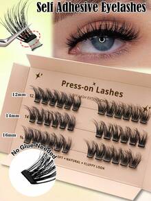 Waloshow Customized High-End Natural Long False Eyelashes, Soft C/D Curl Self-Adhesive Cluster Fluffy Eyelash Set, Eyelash Length 11-13mm, DIY Eyelash Extension, Lightweight And Fit, Glue-Free Eyelash Extension - C - View 4