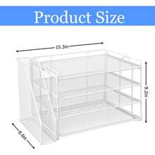 4-Tier Paper Organizer With Magazine Holder |   Sleek Black Desk Organizer For Office Supplies Storage & Desktop File Organization - White - View 4