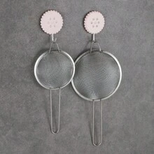 1/3/4 piezas Colador de malla fina de acero inoxidable con mango - Herramientas de cocina para tamizar y filtrar, juego de coladores de malla fina, herramientas y accesorios esenciales de cocina - Plateado - Ver 7