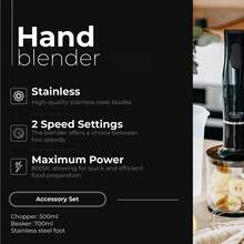 Adler Stavmixer 4 i 1, 800W, 2 hastigheter, rostfritt stålblad, 500 ml hackare, 700 ml mätbägare, visptillbehör, svart - EU E typkontakt (220-240V) - Visa 3