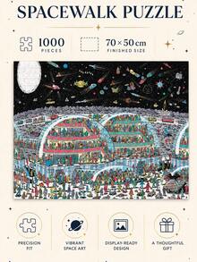 1000 PIECES Space Walk Puzzle Game, Concentration Training, Hand-Eye Coordination Exercise, Smooth Edges, Durable Cardboard, Seamless Fit, No Burrs, Challenging Difficulty, Find And Enjoy Fun, Vibrant Colors, Fade-Resistant, Back To School Gift, Halloween Gift, Christmas Gift - Multicolor - View 7
