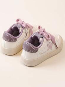 1 Pair 2026 New Colorblock Star Children's Sports Shoes, Retro Casual Patchwork Design, Energetic & Lively Style, Suitable For School Wear - Purple - View 6