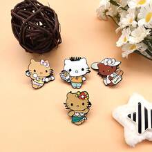 SANRIO 1件可愛卡通三麗鷗胸針，萬聖節與聖誕節金屬徽章，Hello Kitty胸針，柔軟甜美貓咪合金包包飾品針 - 彩色 - 查看 3