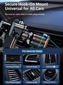 1pc Car Phone Holder With Hook Clip, 360° Rotatable, Easy Operation, Strong Stability, Compatible With 4.7-7 Inch Phones, Suitable For Car Air Vent, Fits Most Car Models, Plug And Play - Twill Style - View 8