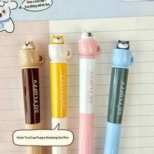 1pc/Set Cat Theme Twist Ballpoint Pen, 0.5mm Quick-Dry Black Ink, Stress-Relief Rotating Mechanism, Silicone Grip, Suitable For Office, School, Holiday, Back To School - A - View 19