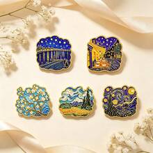 Van Gogh Starry Night Enamel Lapel Pin Badge, Suitable For Backpacks And Bags, Cool Decoration, Gift For Friends - Multicolor - View 11